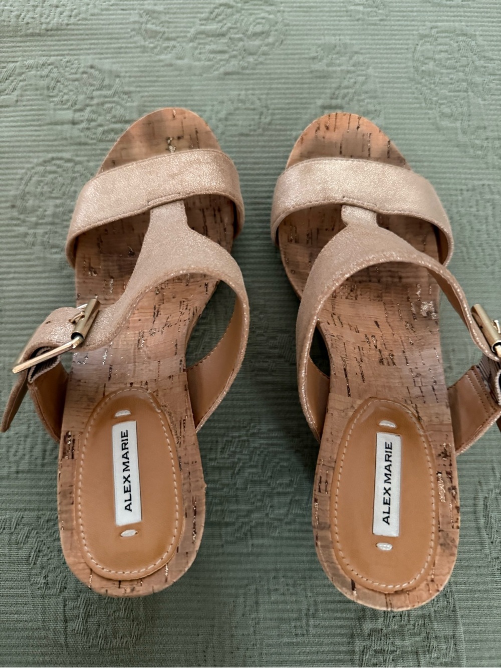Alex Marie Metallic Rose Sandal with Cork Footbed